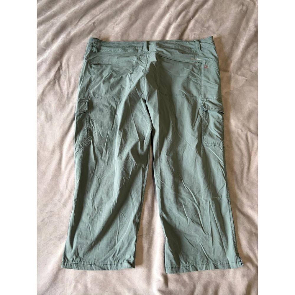 Eddie Bauer Travex Sage Green Cargo Capri Pants Womens 16 Hiking Travel Outdoor - Picture 2 of 3